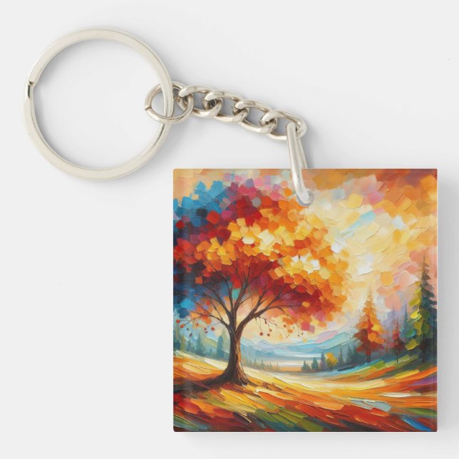 Landscape Painting With Bright Colours Keychain (Front)