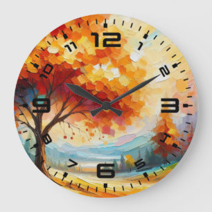 Landscape Painting With Bright Colours Large Clock
