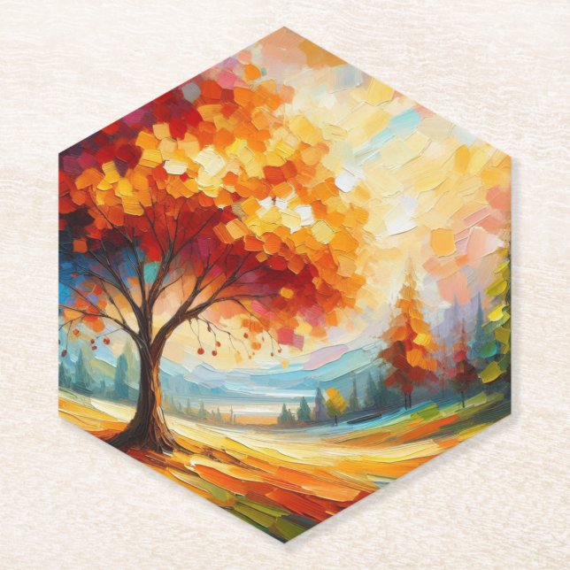 Landscape Painting With Bright Colours Paper Coaster (Front)