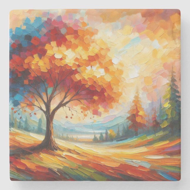 Landscape Painting With Bright Colours Stone Coaster (Front)