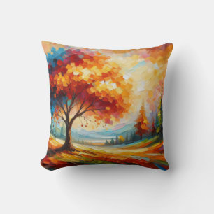 Landscape Painting With Bright Colours Throw Pillow