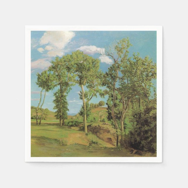 Landscape Paysage Frederic Bazille Impressionist Napkin (Front)