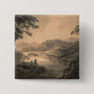 Landscape (pen & ink wash) 2 inch square button