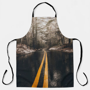 LANDSCAPE PHOTO OF ASPHALT ROAD WHILE RAINING APRON