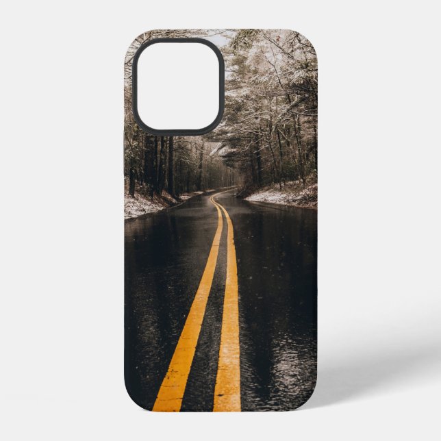 LANDSCAPE PHOTO OF ASPHALT ROAD WHILE RAINING iPhone CASE (Back)