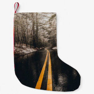 LANDSCAPE PHOTO OF ASPHALT ROAD WHILE RAINING SMALL CHRISTMAS STOCKING
