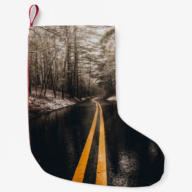 LANDSCAPE PHOTO OF ASPHALT ROAD WHILE RAINING SMALL CHRISTMAS STOCKING (Front)