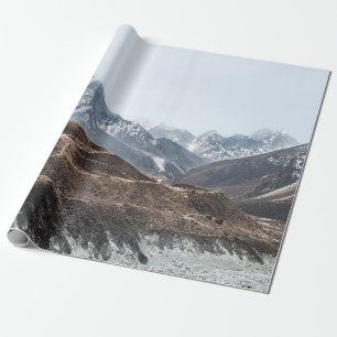 LANDSCAPE PHOTO OF MOUNTAINS UNDER WHITE CLOUDS WRAPPING PAPER