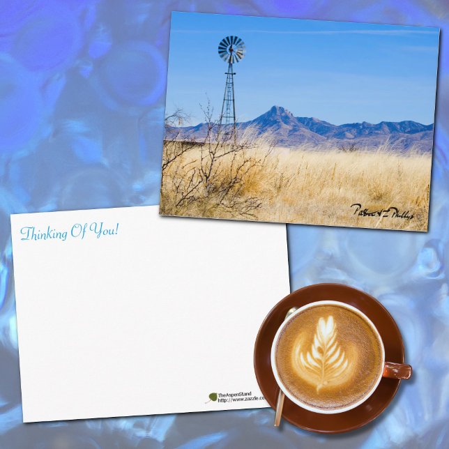 Landscape Photo Rustic Windmill Mountain Range Postcard (Scenic photo windmill generic template text postcard.)