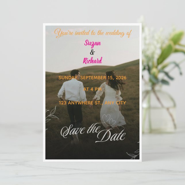  Landscape Photo Save the Date Wedding Invitation (Standing Front)