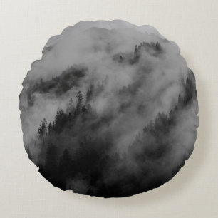 LANDSCAPE PHOTOGRAPHY OF FOGGY HILL ROUND PILLOW