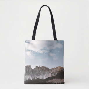 LANDSCAPE PHOTOGRAPHY OF GRAY AND BROWN MOUNTAIN TOTE BAG