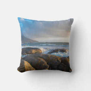 landscape photography of seashore throw pillow