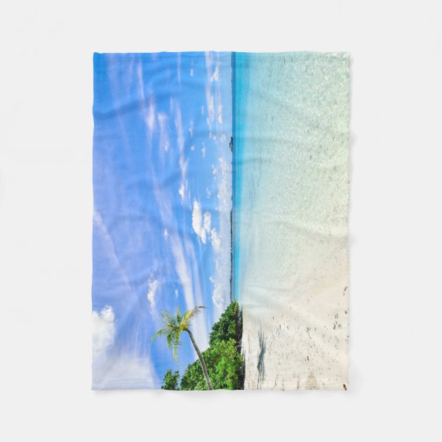 Landscape Photography of Trees on Shoreline Fleece Blanket (Front)