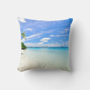 Landscape Photography of Trees on Shoreline Throw Pillow