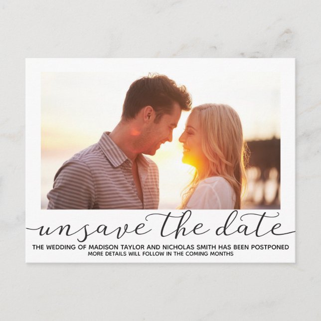 Landscape Picture Wedding Unsave The Date Postcard (Front)
