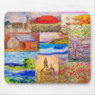 landscape pop art collage mouse pad