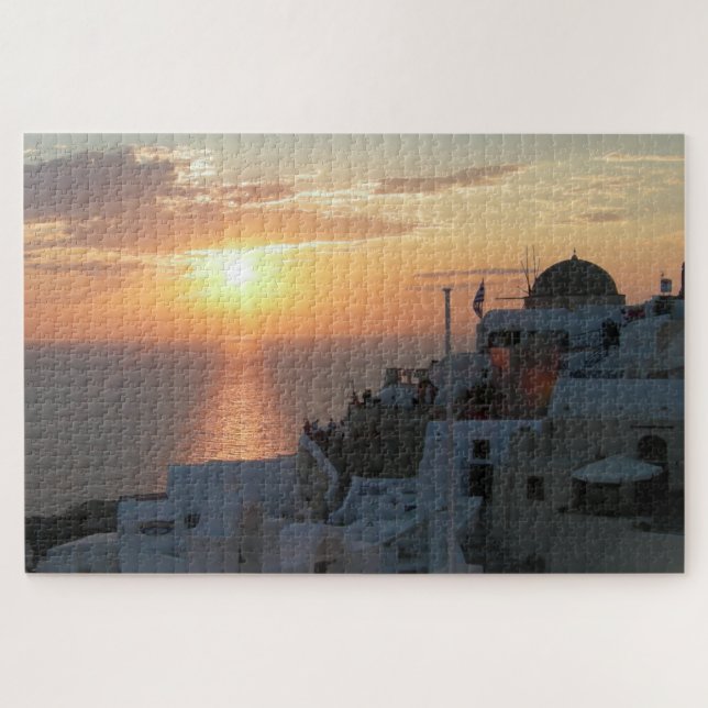 Landscape Puzzle: Santorini Sunset Jigsaw Puzzle (Horizontal)
