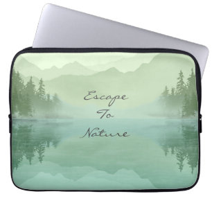 Landscape Reflection Lake Trees Green Motivational Laptop Sleeve