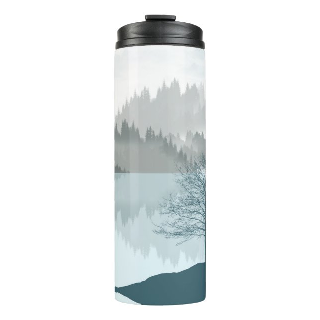 Landscape Reflection Lake Trees Green Thermal Tumbler (Front)