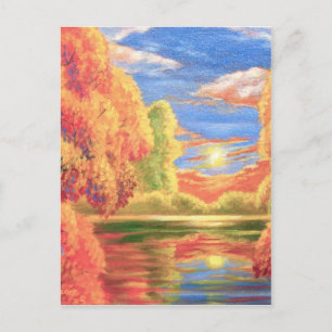 Landscape River Lake Painting Art Postcard