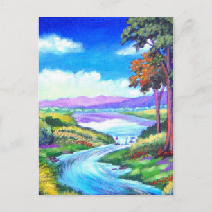 Landscape River Painting Art - Multi Postcard