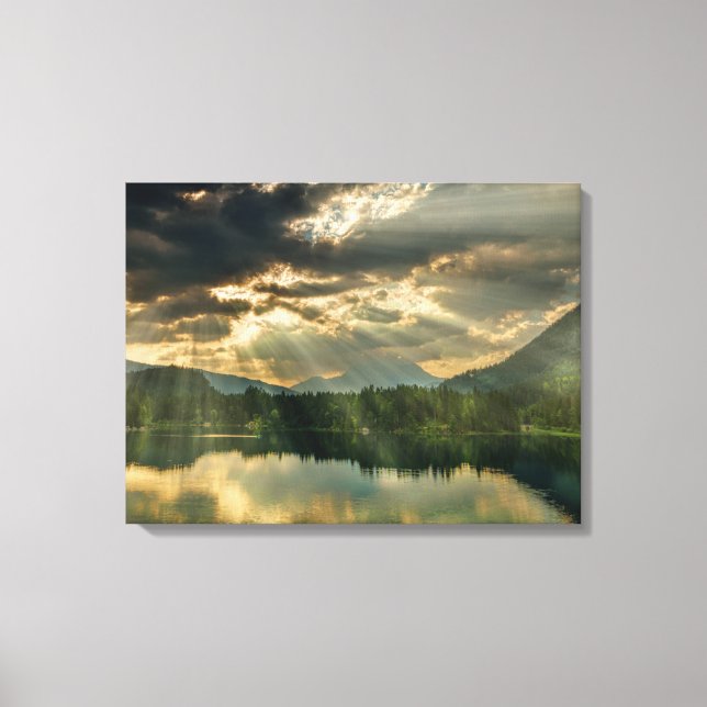 Landscape Scene - Lake, Trees, Mountains and Sky Canvas Print (Front)