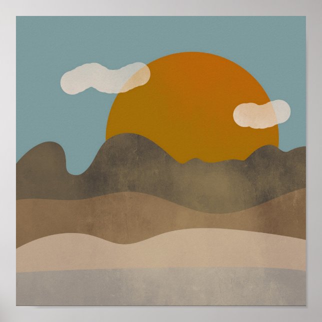 Landscape Simple Boho Drawings Boho Chic Aesthetic Poster (Front)