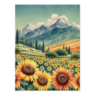 Landscape Sunflowers Boho Photo Print