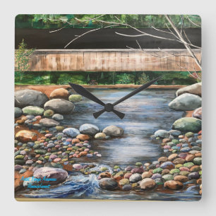 Landscape The Brook original Handpainted Art Square Wall Clock