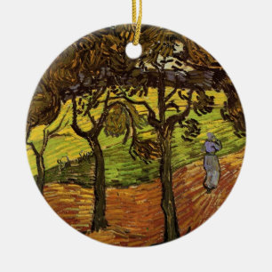 Landscape, Trees and Figures by Vincent van Gogh Ceramic Ornament