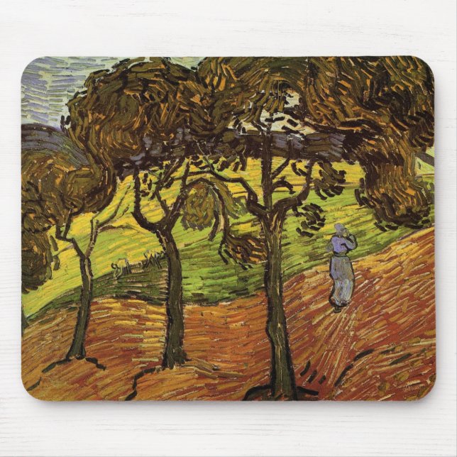 Landscape, Trees and Figures by Vincent van Gogh Mouse Pad (Front)