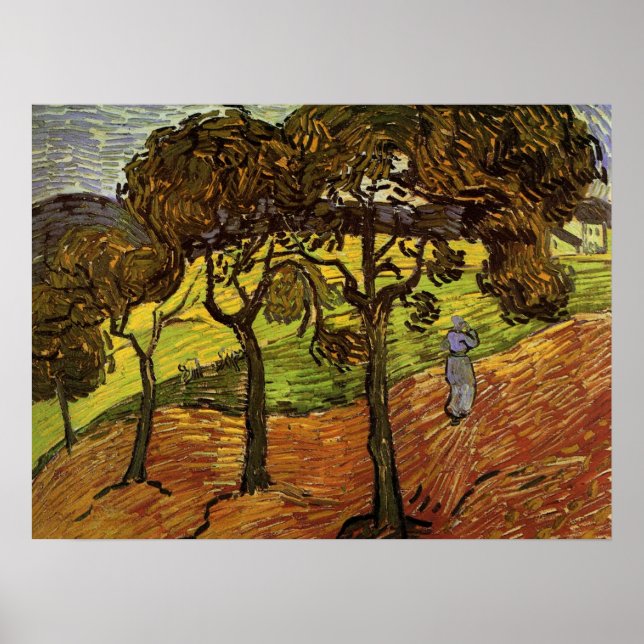 Landscape, Trees and Figures by Vincent van Gogh Poster (Front)