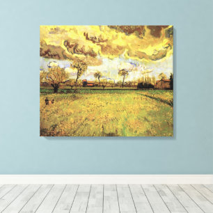 Landscape Under a Stormy Sky by Vincent van Gogh Canvas Print