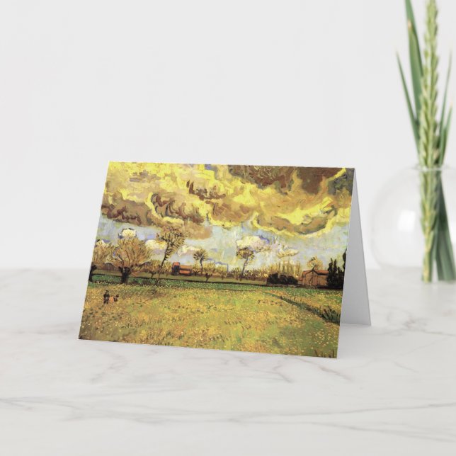 Landscape Under a Stormy Sky by Vincent van Gogh Card (Front)
