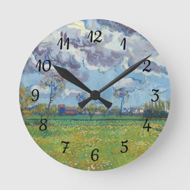 Landscape Under a Stormy Sky Vincent Gogh  Round Clock (Front)