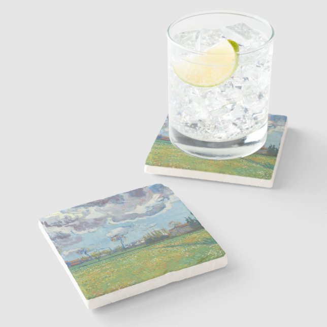 Landscape Under a Stormy Sky Vincent Gogh  Stone Coaster (Side)