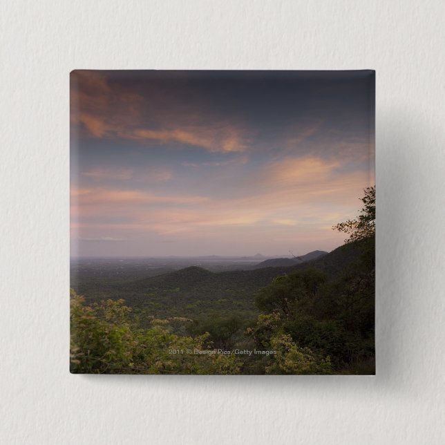 Landscape Under A Sunset 2 Inch Square Button (Front)