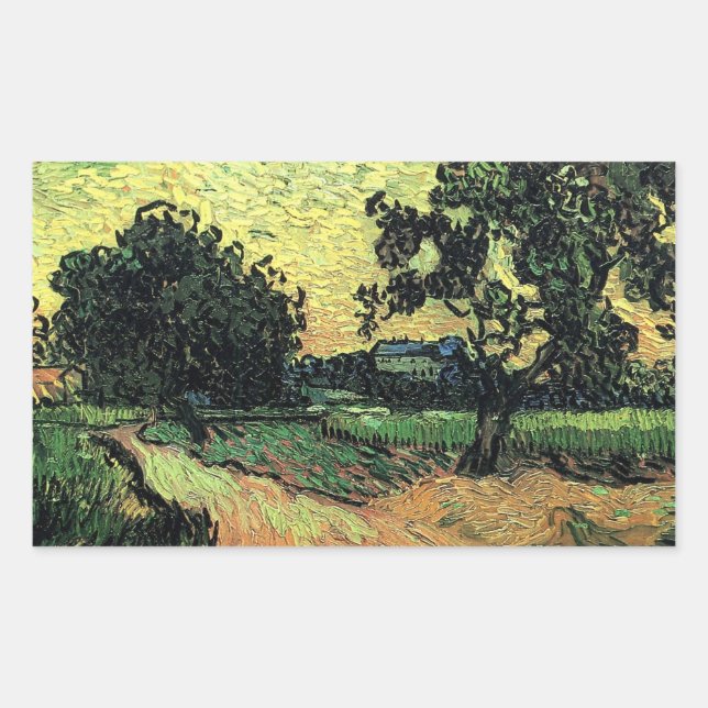 Landscape w Chateau of Auvers by Vincent van Gogh Sticker (Front)
