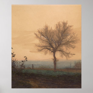 Landscape with a Bare Tree and a Plowman Poster