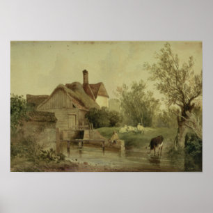 Landscape with a cottage poster