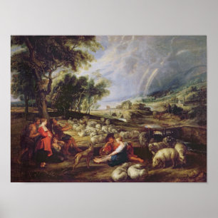 Landscape with a Rainbow Poster