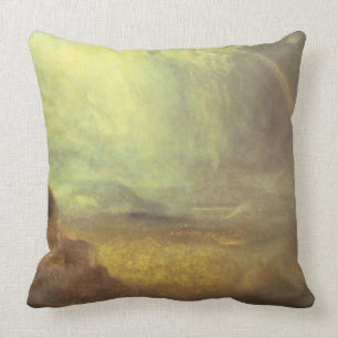 Landscape with a rainbow throw pillow