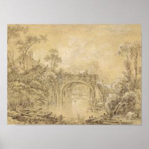 Landscape with a Rustic Bridge Poster