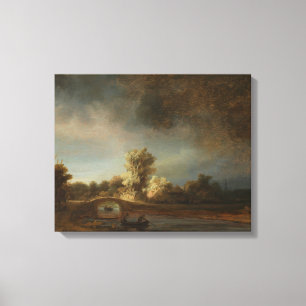Landscape with a Stone Bridge - Rembrandt - c1638 Canvas Print
