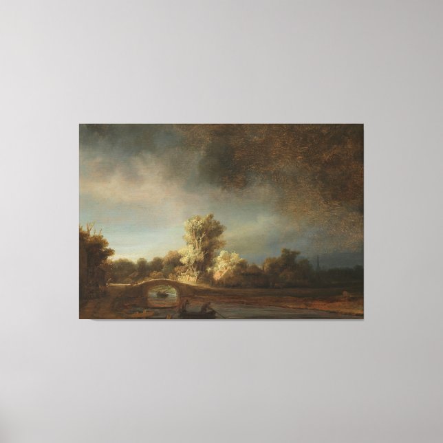 Landscape with a Stone Bridge, Rembrandt van Rijn Canvas Print (Front)