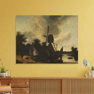 Landscape with a Windmill – Salomon Rombouts Canvas Print