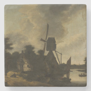 Landscape with a Windmill – Salomon Rombouts Stone Coaster