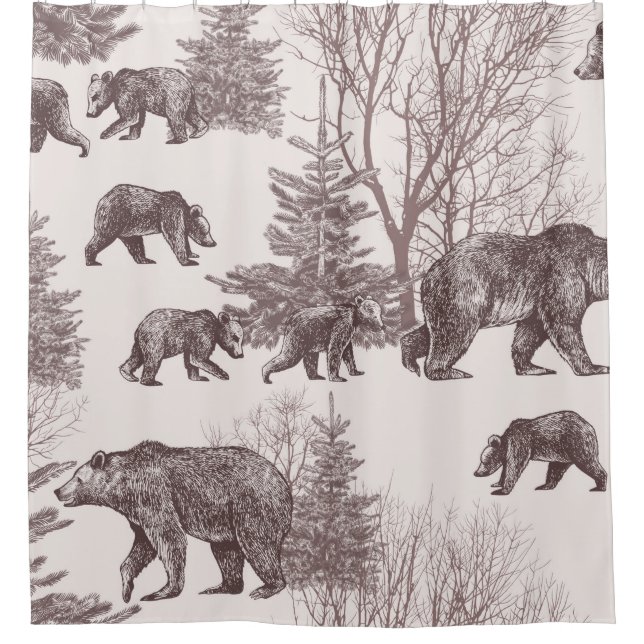 Landscape with bears, cubs, winter trees and fir t (Front)