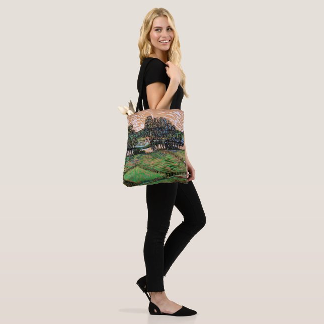 Landscape with Bridge Across the Oise Tote Bag (On Model)